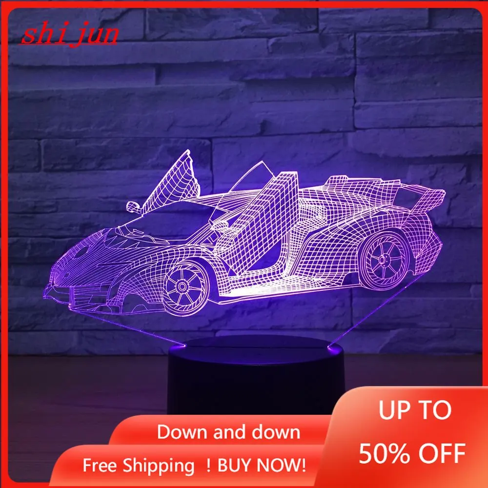 

7 Color Changing Night Lamp 3D Atmosphere Bulbing Light 3D Visual Illusion LED Lamp for Kids Toy Christmas Birthday Gifts (Racin