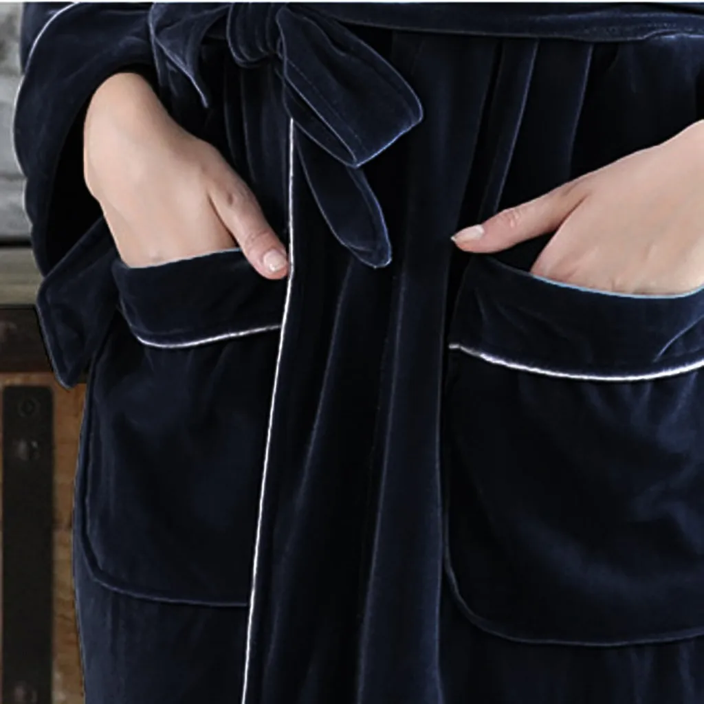 Женский бархатный халат банный Свадебный пижама одежда для сна с карманами и