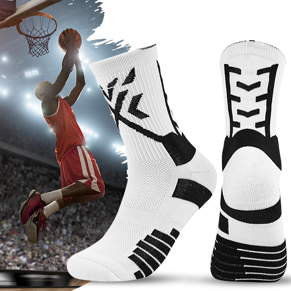 

Men's Sports Socks Anti Slip Socks Moisture Wicking Compression Socks Athletic Socks for Basketball Baseball Football