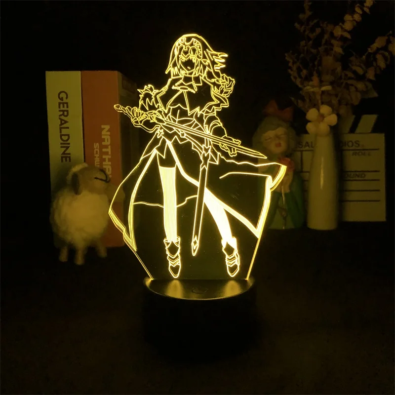 

3D Lamp Fate Joan of Arc Japanese Anime Manga Night Light Battery Operated Alarm Clock Base Light Delivery Table Bedroom Child