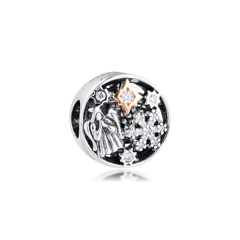 Подлинное серебро 925 пробы небесные чудеса Шарм Подходит Pandora Браслеты Бусы для