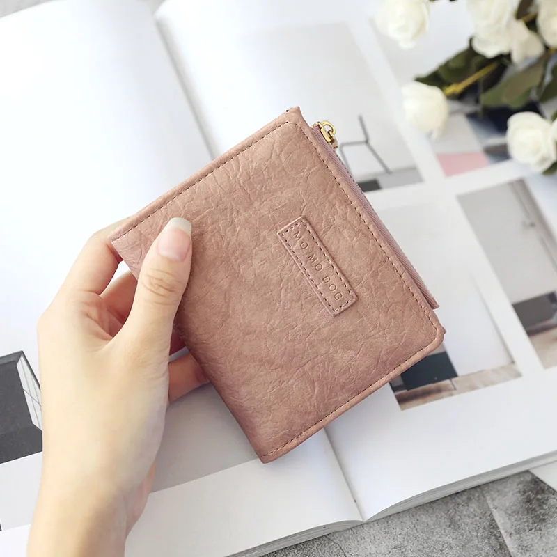 

Female Wallet Female Short Student European and American Fresh Folding Simple Art Buckle Wallet