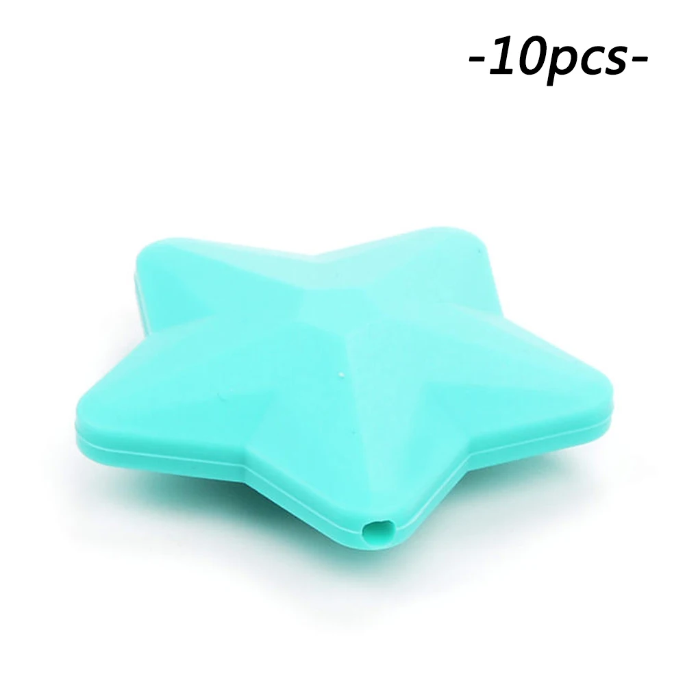 Turquoise LOFCA 10 шт. силиконовые бусины Мягкие Детские Прорезыватели для зубов Diy ювелирные изделия браслет колье и кулон детский Прорезыватель силиконовая звезда - Цвет: Turquoise