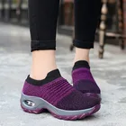 Кроссовки для бега мужские и женские, дышащие сетчатые, повседневная обувь на платформе, без шнуровки, прогулочная обувь
