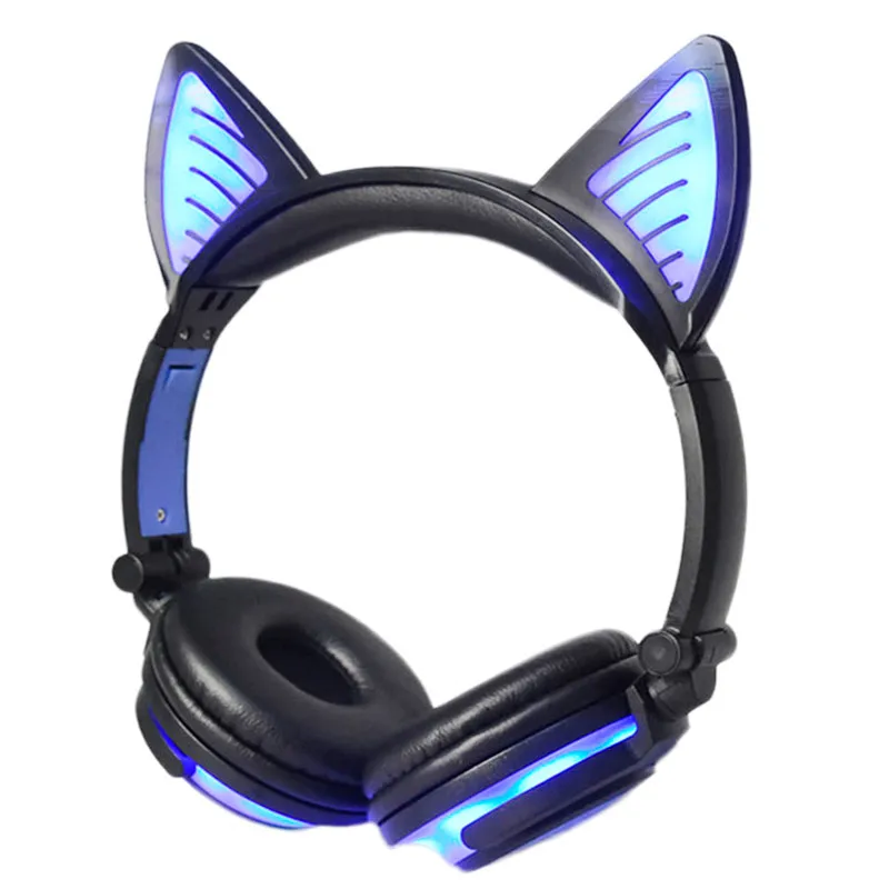 Наушники Bluetooth Беспроводные гарнитуры Складные дети LIMSON Наушники Cat Ear Light Up 3,5 мм Штекерный кабель с микрофоном Совместимость с iPhones iPad Laptop BBL108