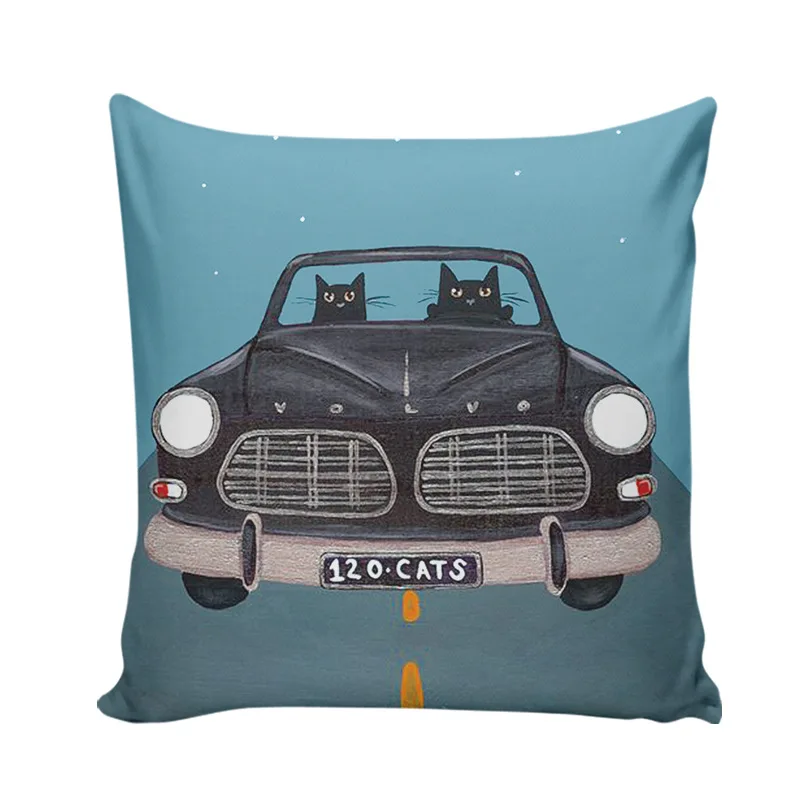 Чехол для подушки милый чехол с изображением кота собаки автомобиля мультфильма