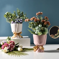 home decor flower pot creative small fresh flowers shape ceramic vase living room artificial flower floral art