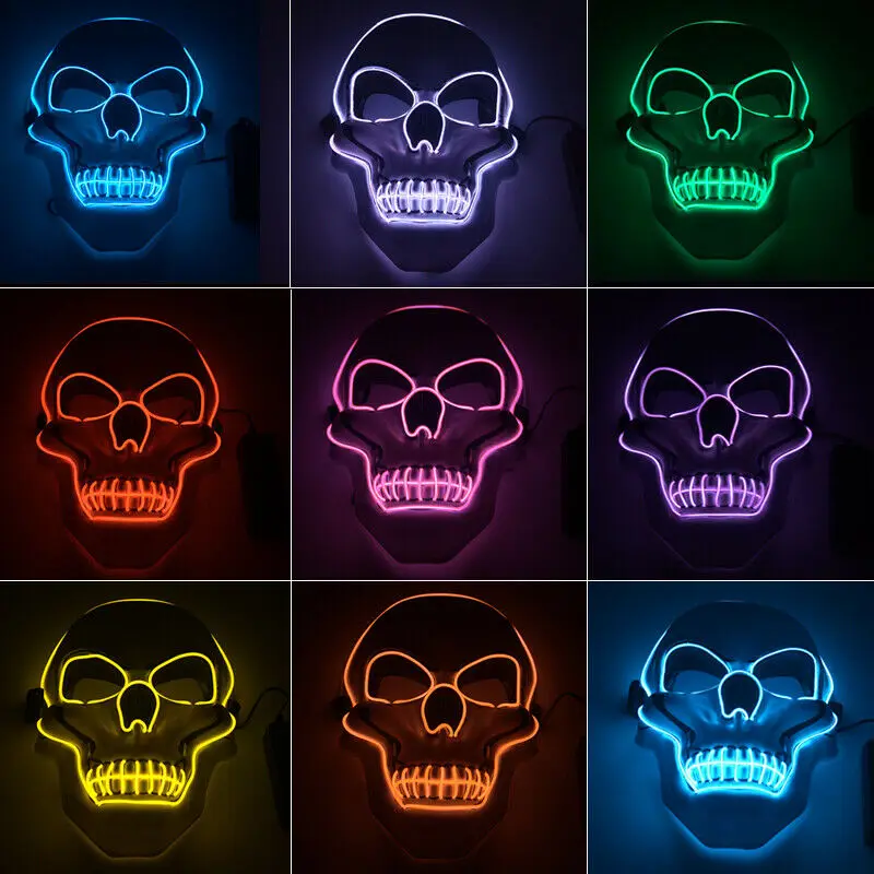 Великобритания светодиодный Ужасный Череп маски Костюм Хэллоуин рейв Косплей