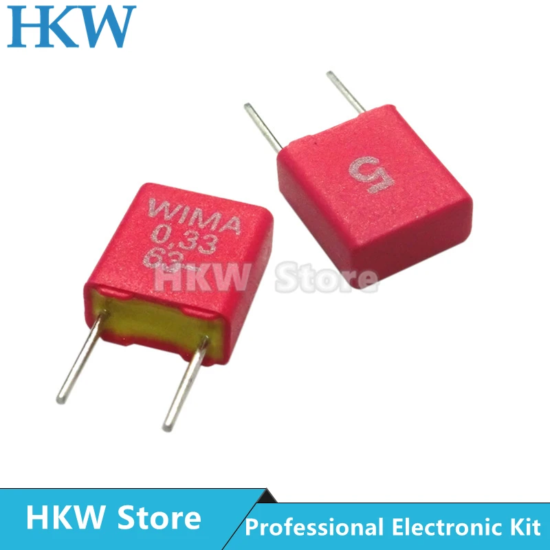 Original Wima 0.33uf 63v Vermelho Mks2 mm Filme Capacitor Hi-fi Capacitores de Áudio 63v 334 330nf 0.33uf Peças