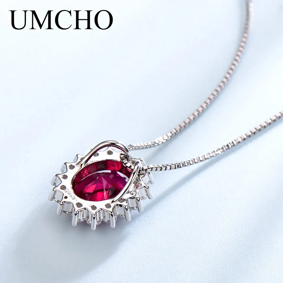 UMCHO 10*8 мм драгоценный камень искусственное серебро 925 пробы свадебное ожерелье