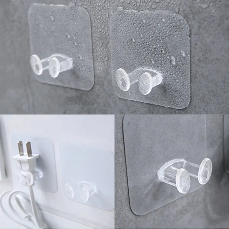 

10pc Wall Storage Hook Transparent Wall Hangers Hooks Power Plug Socket Holder Wall Adhesive Hanger Strong Load Rack wall use