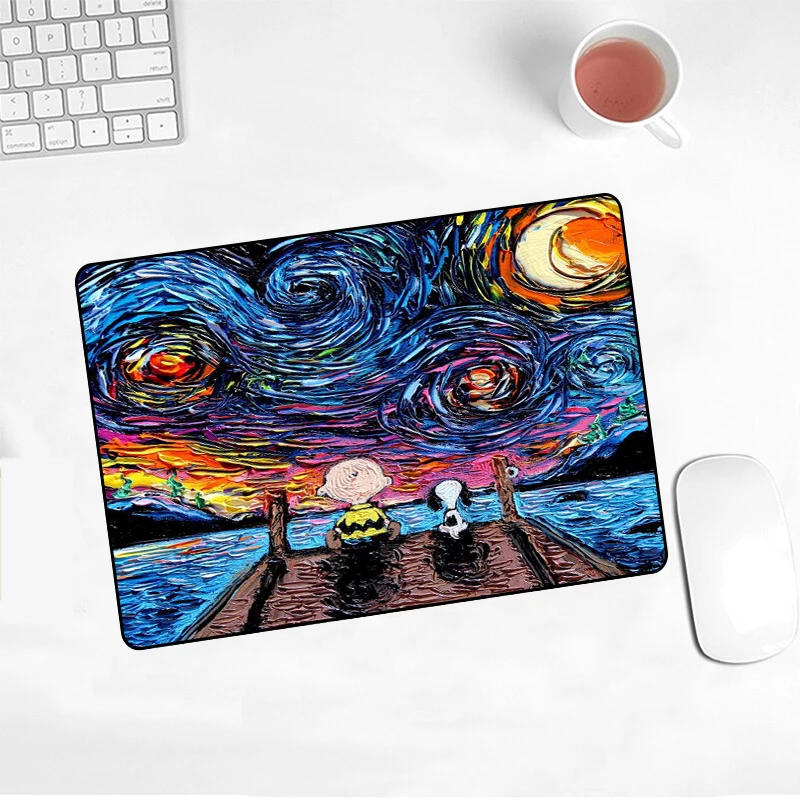 

Promotion Van Gogh Gamer Game Pad Rubber Art Speed Painting Mousepad Small Size for 18x22x2mm Gaming Mouse