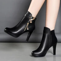 boots women 2020 autumn ankle boots for women thin heel zipper casual female shoes leather boots botas mujer