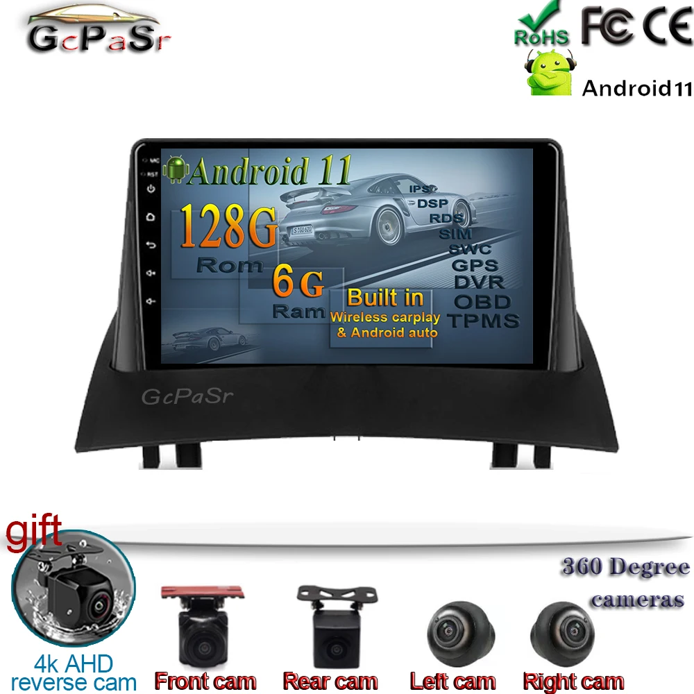 Автомагнитола 6G + 128 Гб Android 11 для Renault Megane 2 2002 2009 автомагнитола мультимедийный