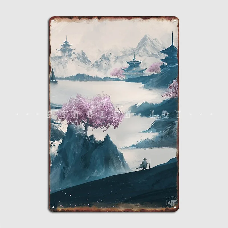 

Японский пейзаж живопись металлический плакат клубный клуб бар создание росписи картина жестяной знак плакат