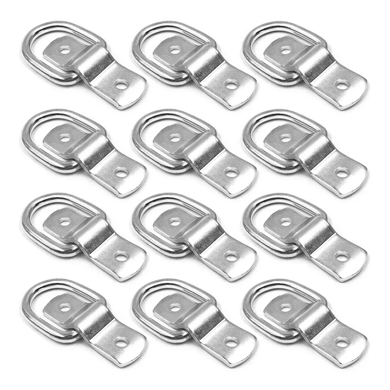 

NEW-12 Pack D-Ring Tie Downs, 1/4 Inch D-Rings Anchor Lashing Ring For Loads On Trailers Trucks Rv Campers Vans Atv Suv Boats He