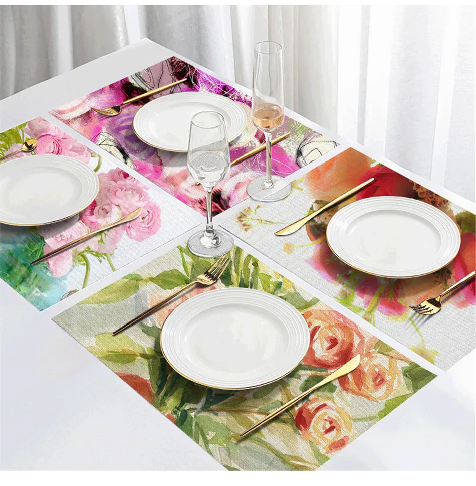 Fuwatacchi Coffee Place Mat Linen Ramadan Dining Table Placemat Tableware Fiber Pad Coaster Eid Party Supplies Table Placemats