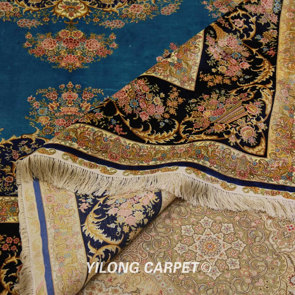 YILONG 9'x12' классические украшения для дома и офиса персидский ручной узлом восточные шелковые ковры(ZQG345A