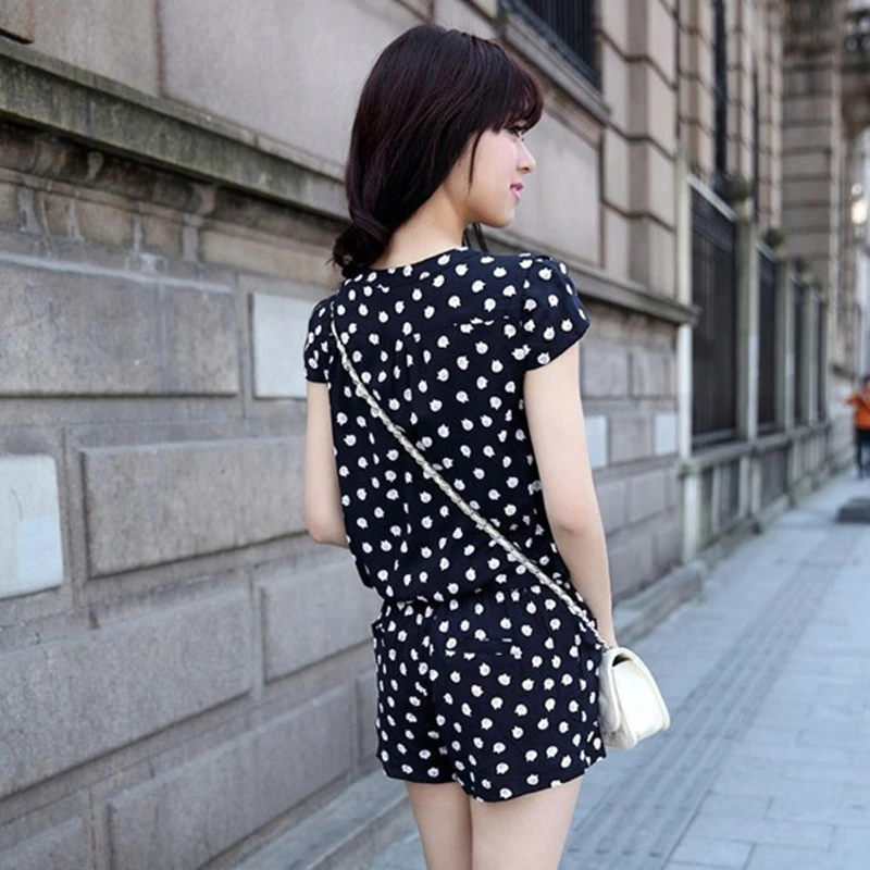 Комбинезон женский короткий с принтом кота хлопок Повседневный модный |