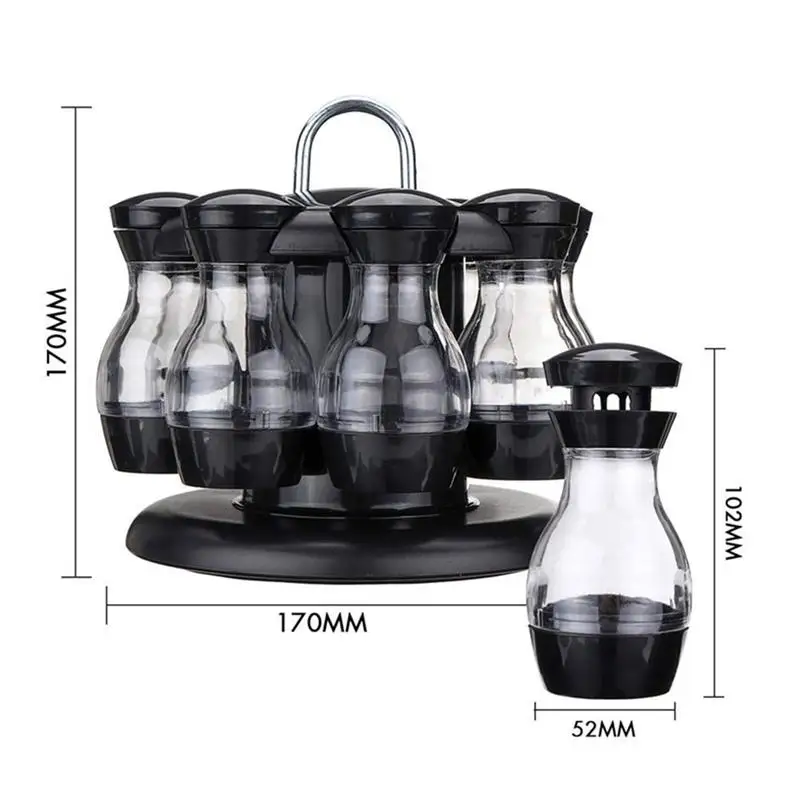 

Rotating Cruet Condiment Seasoning Jars Set For Spices Pepper Sprays Bottles Salt Shakers Holder Kitchen Storage Rack Organizer