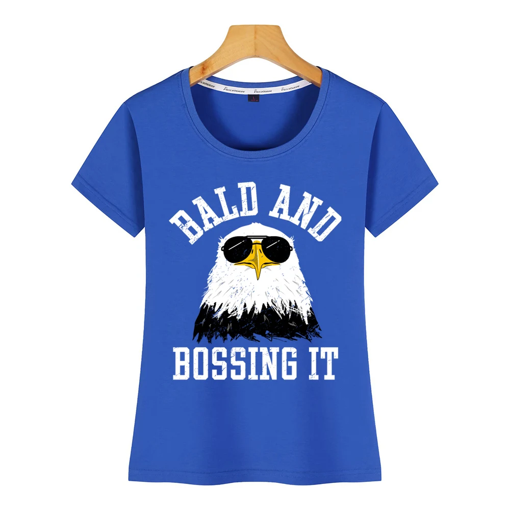 Tops T Shirt Women bald and bossing it eagle gifts for men Humor White Custom Female Tshirt | Женская одежда