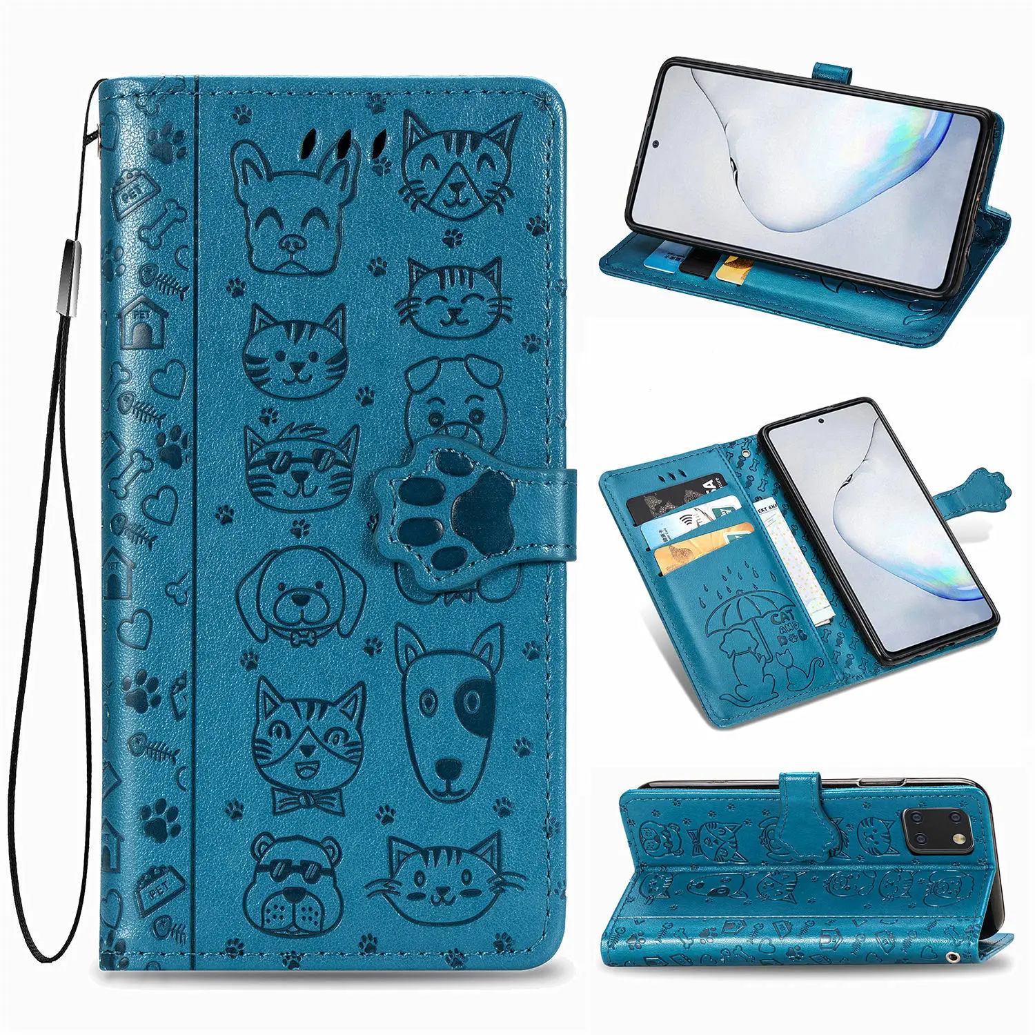 

wallet case For Samsung Galaxy A81 pu Leather case For Samsung Galaxy A81 Luxury Phone Cases Cat dog Pattern