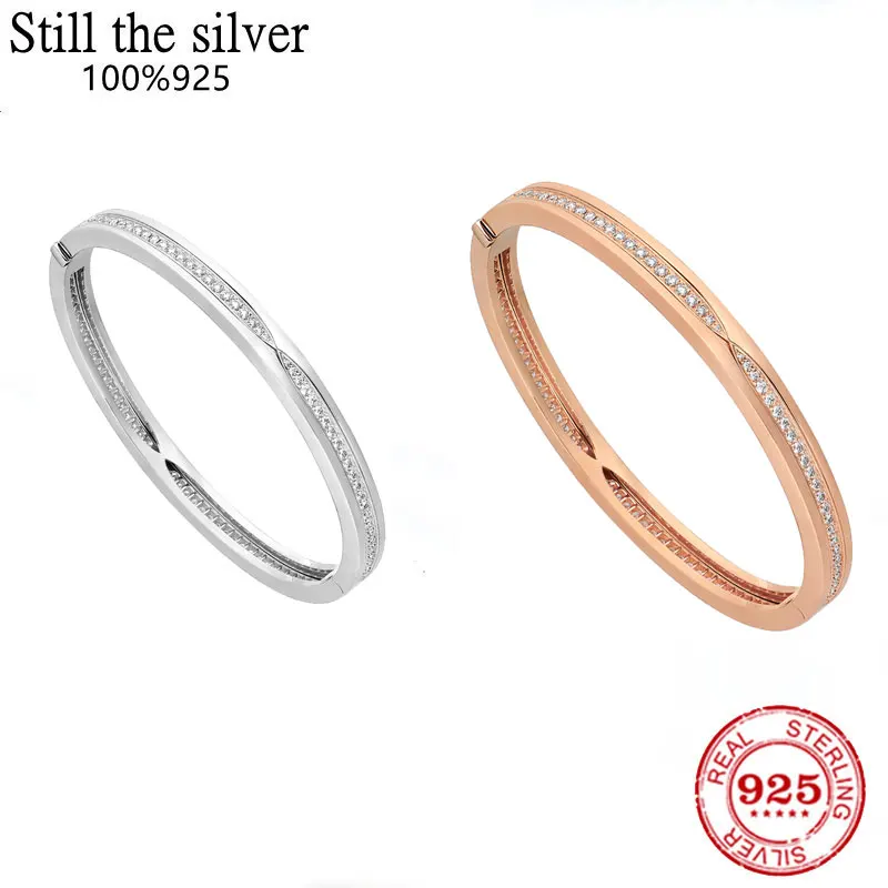 

Hot sale high quality fit Original 925 sterling silver bracelet for women with rose gold classic couple jewelry wedding gift
