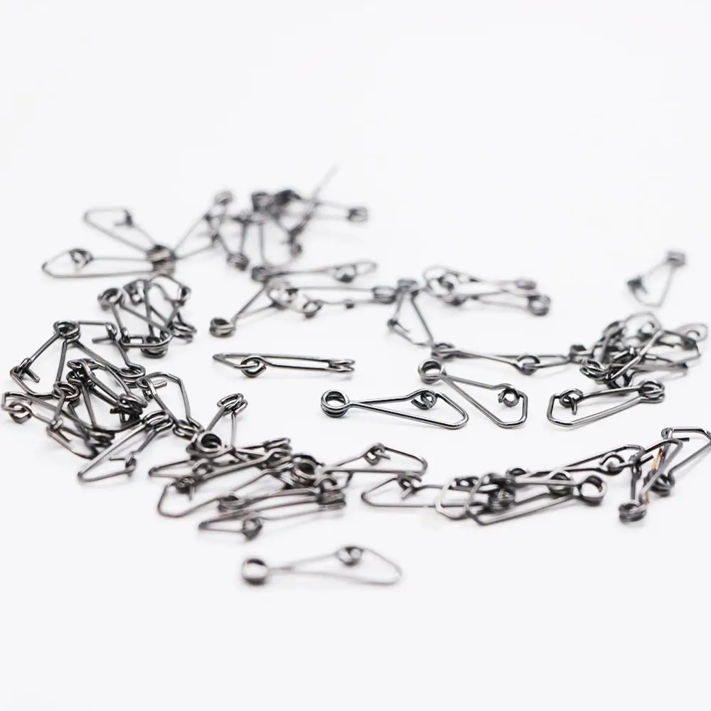 50-100pcs/Box Stainless Steel Swivel Fishing Snap Clip Hook Connector Rolling Rive Accessories Fish Tool | Спорт и развлечения