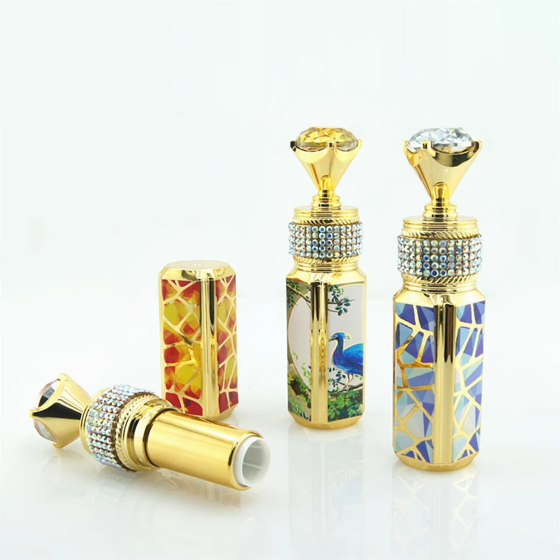 

New Retro Fashion Chinese Style Empty Lipstick Tube Square Lip Balm Container Colorful Plastic Cosmetic Lip Packaging Bottle