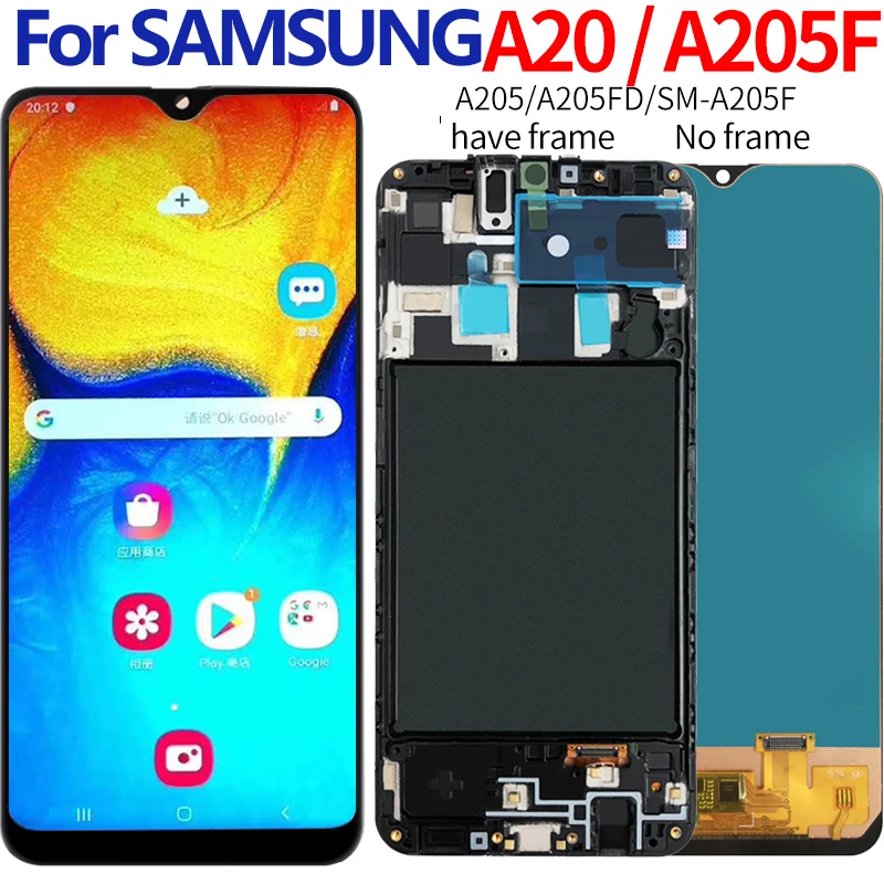 Для Samsung A20 ЖК-дисплей сенсорный экран дигитайзер в сборе Замена для galaxy A205 SM-A205F