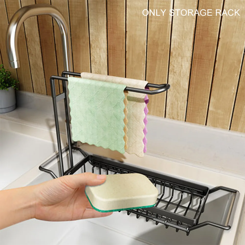 

Rag Adjustable Home Sink Storage Rack Soap Sponge Towel Drain Holder Basket Telescopic Expandable Brush Kitchen Drying