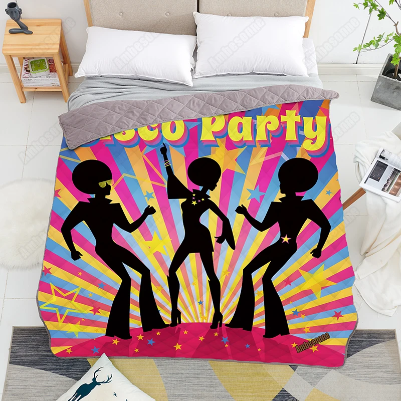 

Print on Demand Summer Quilt Cartoon Disco Party Coverlet Thin Quilts Plaids and Covers Custom Blanket Bedspread Dorm Covers