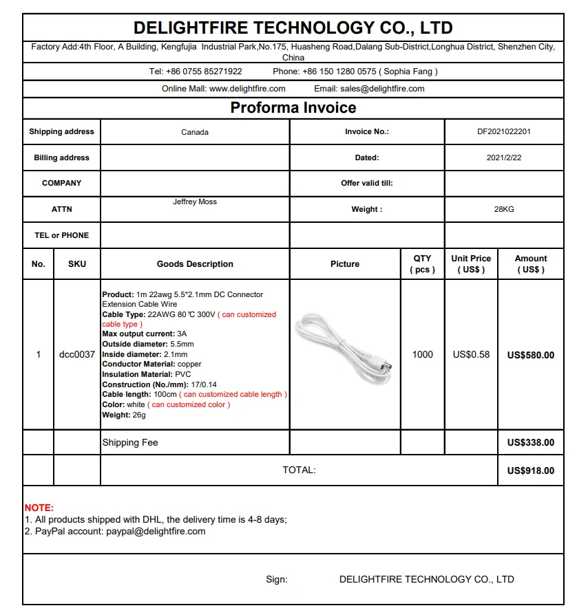 

1000 шт. 22awg 5,5 мм x 2,1 мм белый 1 метр Длина с доставкой
