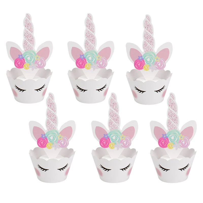 24 шт. в виде радужного единорога торт топперы капкейки упаковочных материалов на