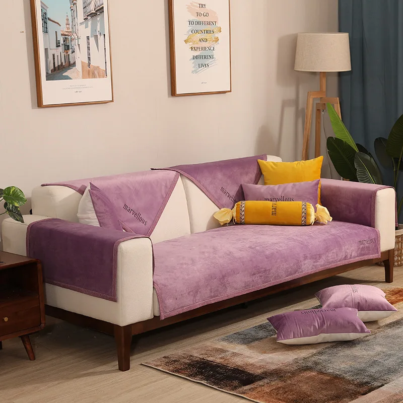 Однотонная одежда голландский бархат для диванов Nordic современный диванную