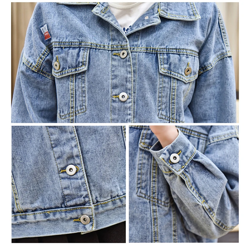 

Spring Korean Women Denin Jackets Vintage Loose Short Jacket All Match Streetwear L0191140