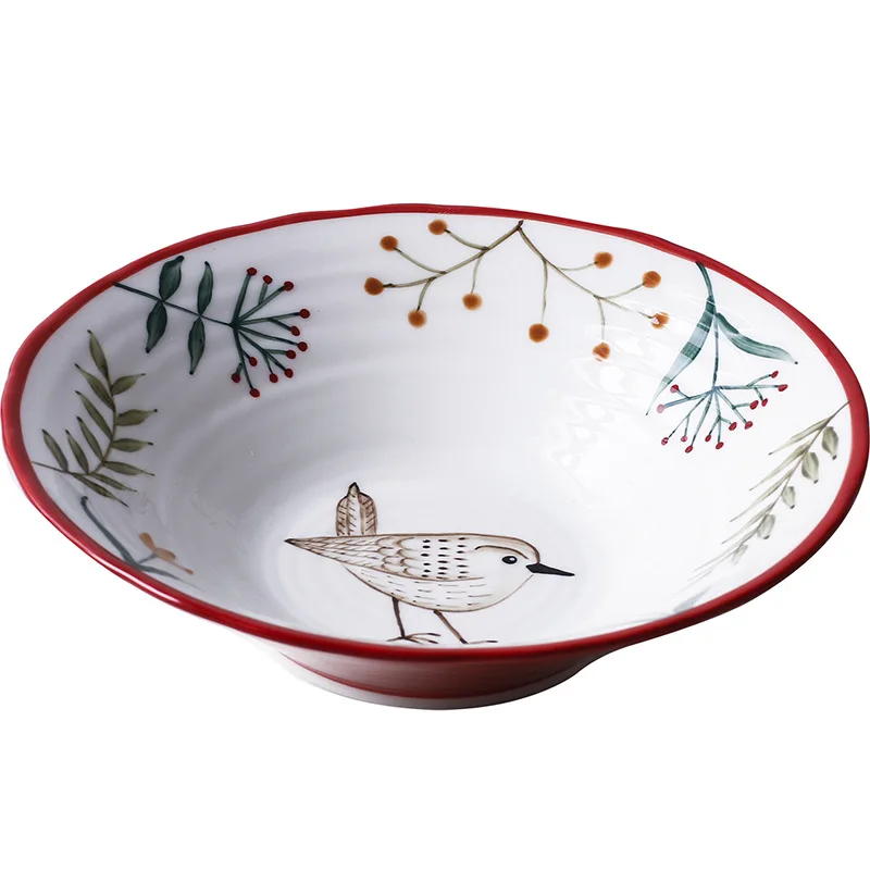 

Vintage Japanese pottery bowl of beef noodle soup bowl of instant noodles home noodle bowl bowl hand-painted forest animals