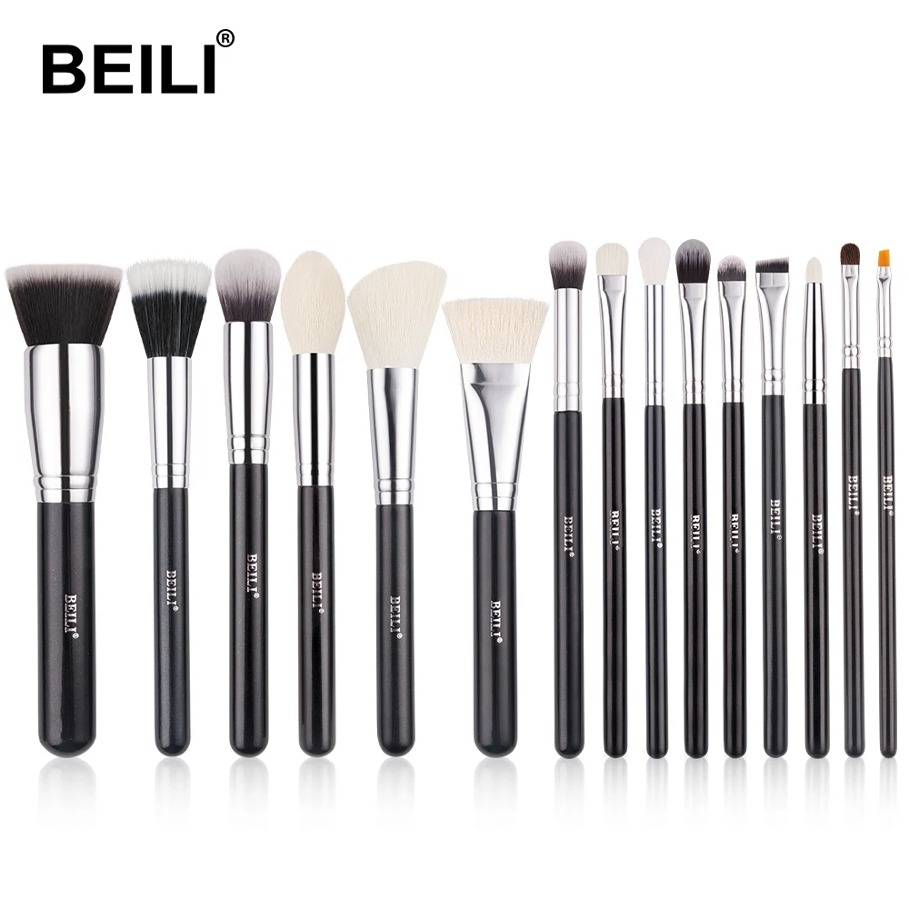 BEILI премиум натуральные профессиональные черные кисти для макияжа козьего
