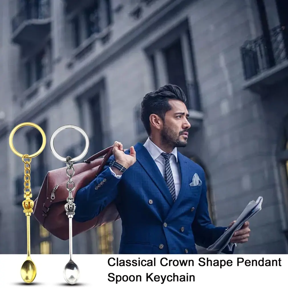 Сплав Цинка Классический Корона Форма кулон ложка брелок кольцо для ключей на
