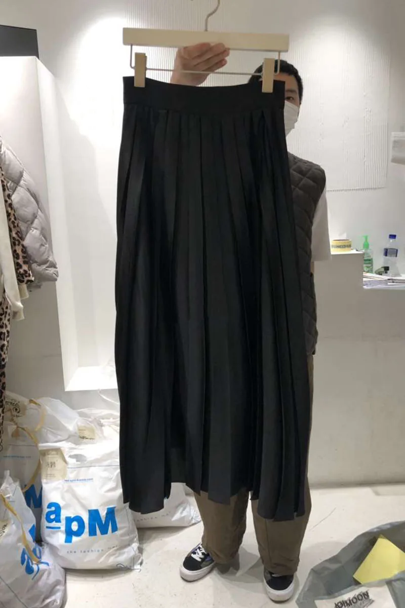 

2021 Women Summer A-Line Skirt High Waist Solid Color Boho Midi Skirt Femme Faldas Jupe Saia Women Elegant Skirt