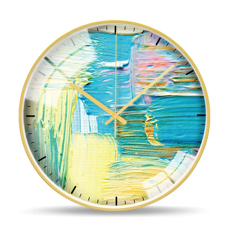 

Nordic Abstract Art Wall Clock Colorful Modern Design Clock Wall Metal Creative Silent Living Room Quartz Fashion Watch AA50ZB