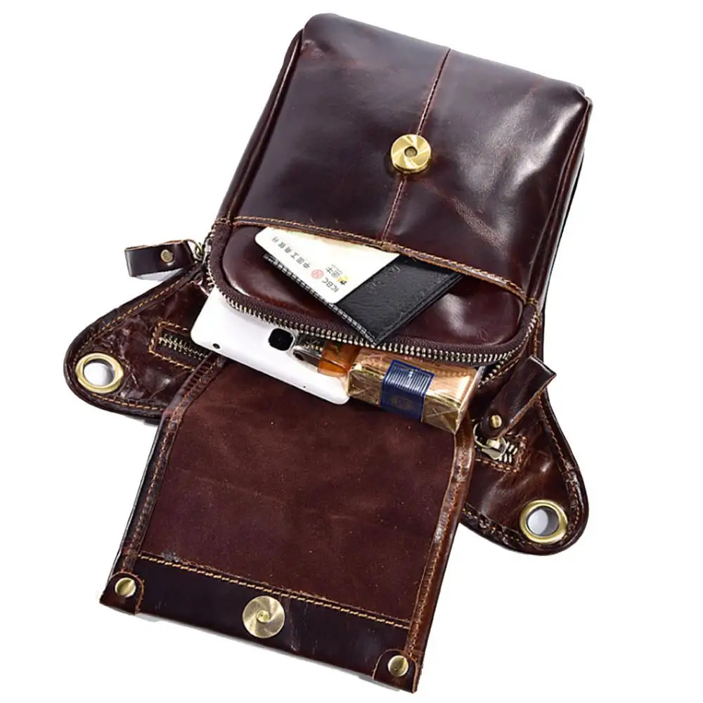 Мужская кожаная сумка через плечо Повседневная поясная дорожная для езды на