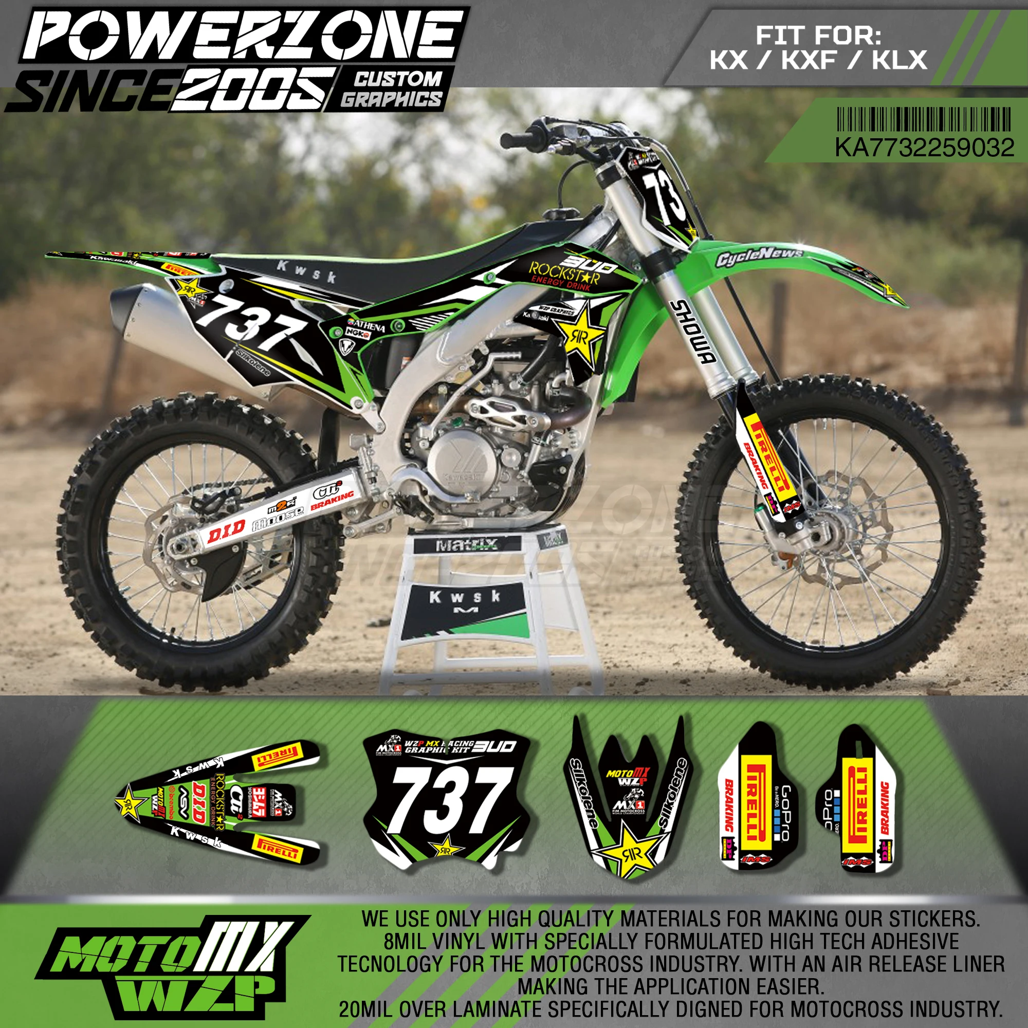 Персонализированные графические наклейки PowerZone Team 3M Набор наклеек для Kawasaki