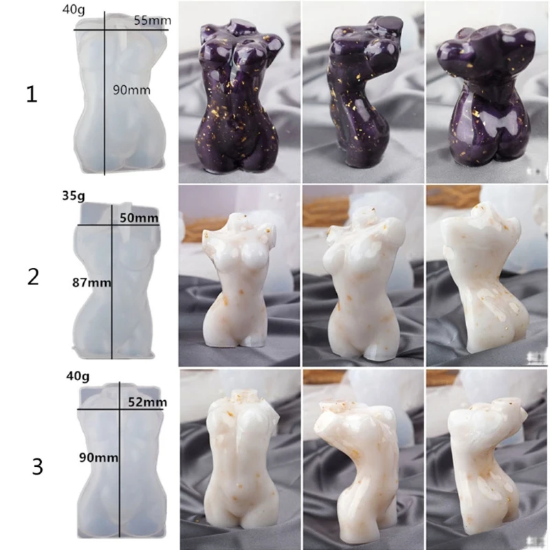 

3Pcs 3D Goddess Body Shape Silicone Mold Sexy Model Body Stand Ornaments Resin Mold Human Body Art Home Decor Crafts