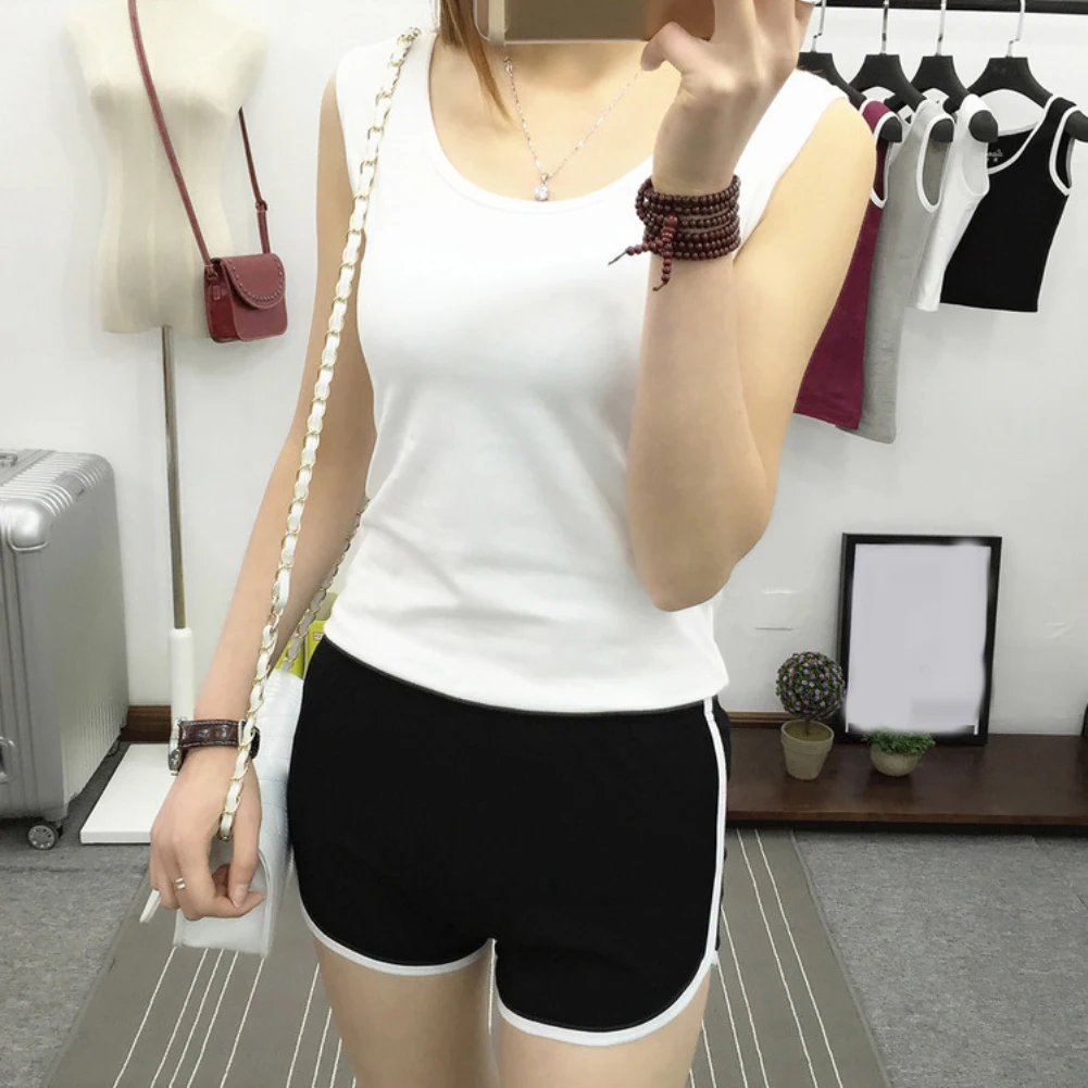 Новые повседневные женские Однотонные эластичные дышащие спортивные шорты для