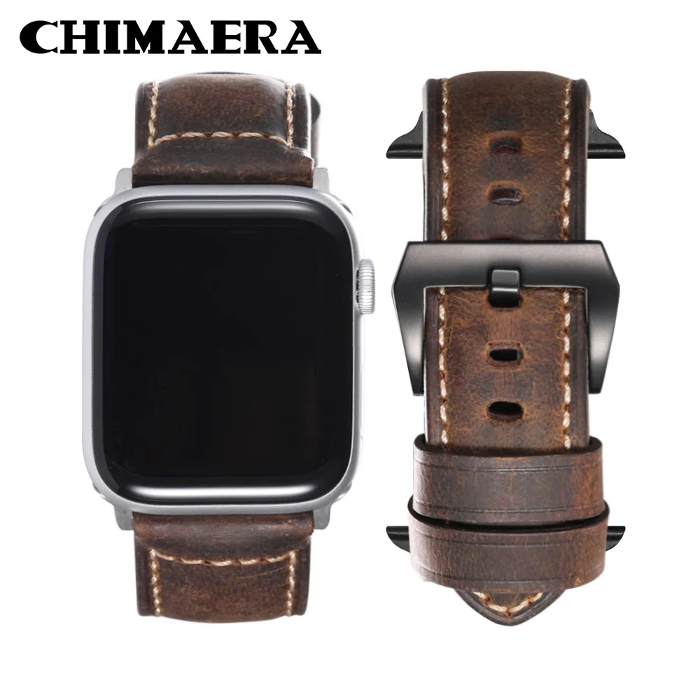

Ремешок для часов CHIMAERA, винтажный кожаный спортивный браслет для Iwatch серии 4 3 2 1, мужской браслет для 42 мм 38 мм/44 мм 40 мм