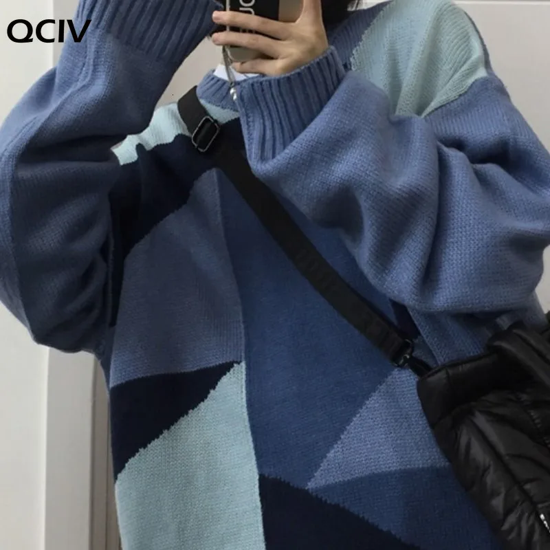 

Korean Sweater Men's Warm Fashion Hit Color Casual Retro Knitted Pullover Men Wild Loose Autumn Winter Sweaters Mens M-XL