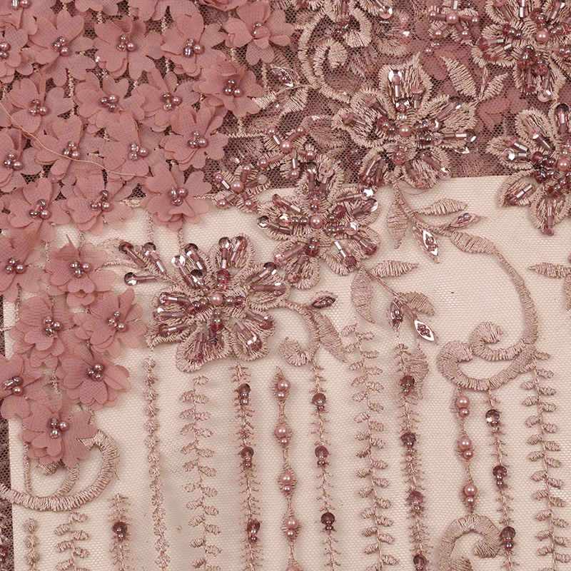 Bridal Beads Lace Fabric Latest African Lace Fabric 3d Lace Embroidery French African Wedding Lace Fabric 2861b