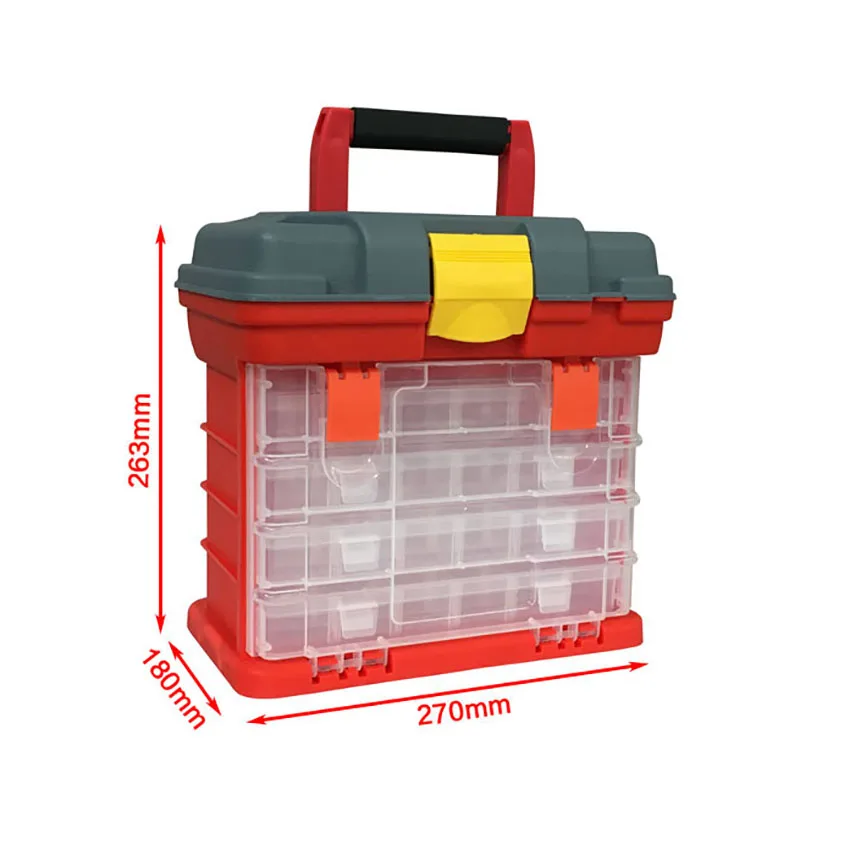 

Portable Plastic Tool Storage Box Durable Organizer Box, 4 Drawers with 18 Compartments Each for Hardware, Fish Tackle, Beads