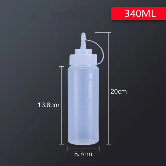 340ML translucent 1 шт. прочные бутылки, пластиковый Кухонный Контейнер для приправы, диспенсер для салата, соуса, масла, кетчупа - Цвет: 340ML translucent